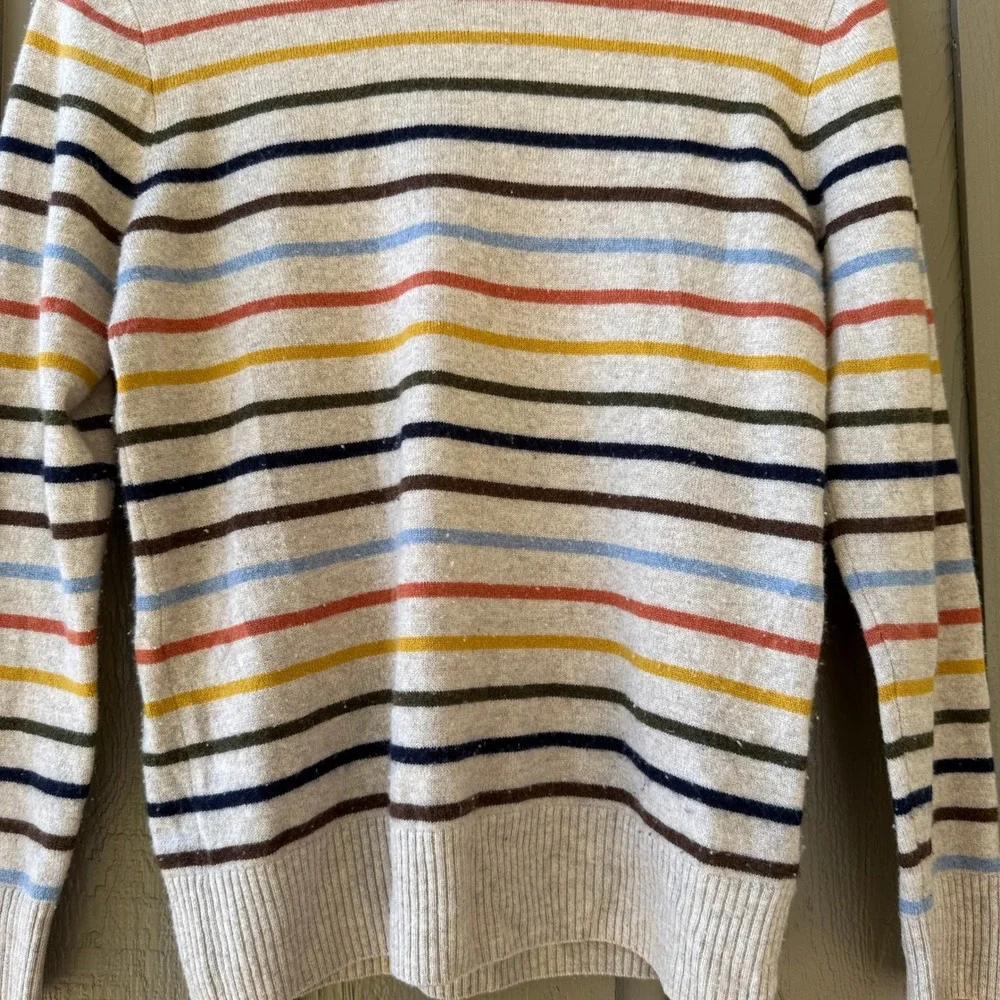 Crewcuts Striped Cashmere Sweater Kids XL 12/14 Multi Color Crewneck Oatmeal